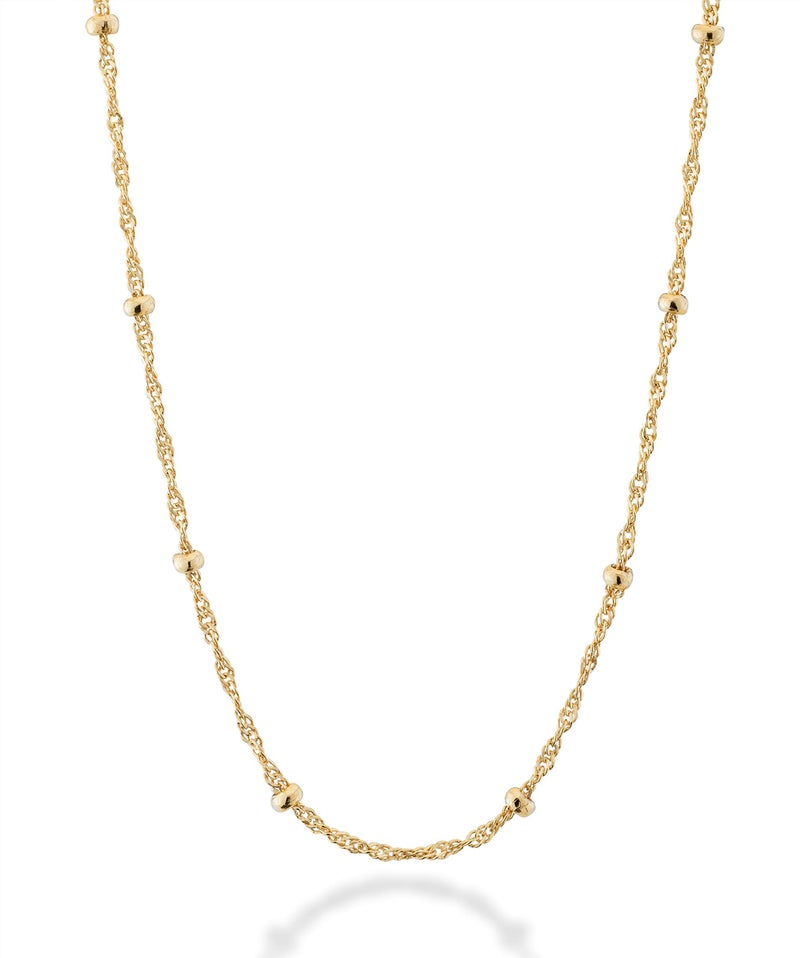 Miabella Italian 18K Gold Plated 925 Sterling Silver Singapore Bead Chain Station Necklace for Women, Made in Italy (Length 18 Inch) - Image 1