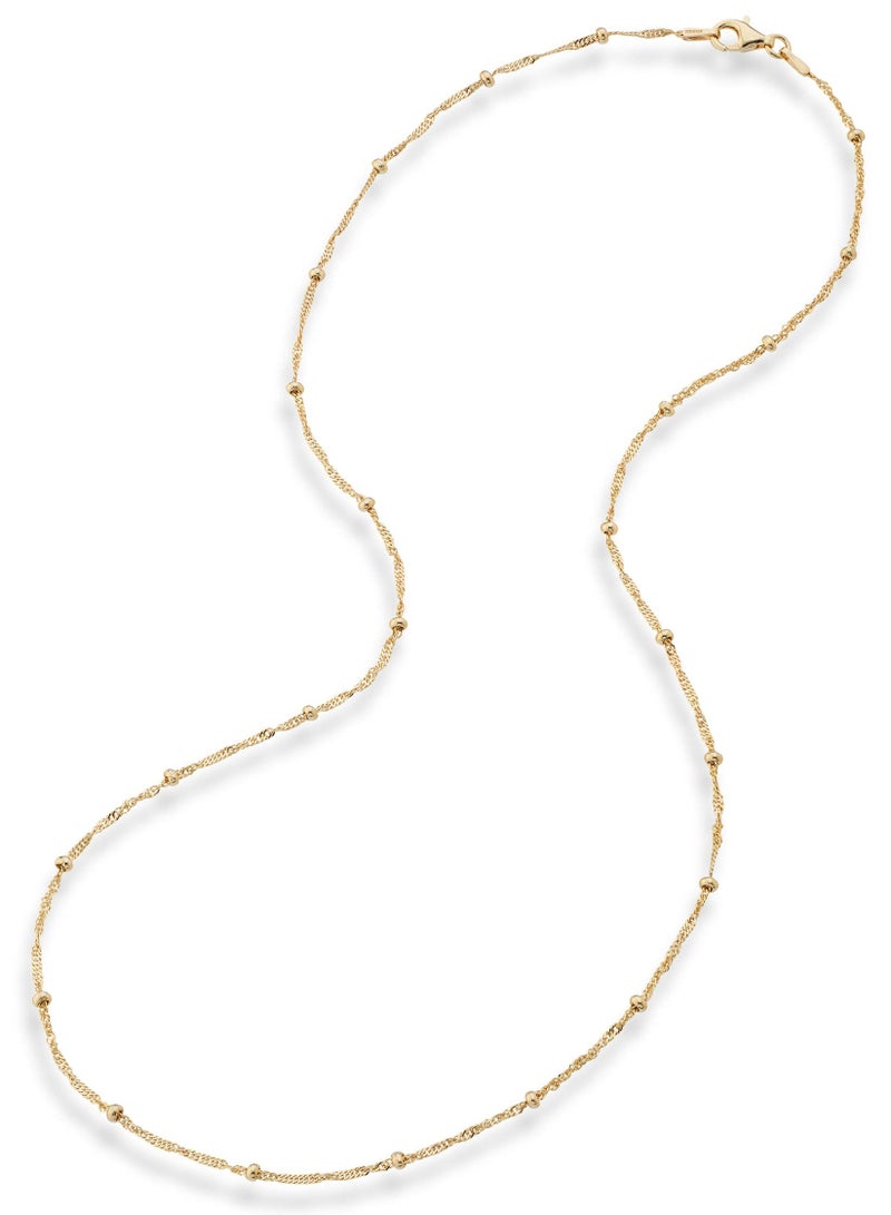 Miabella Italian 18K Gold Plated 925 Sterling Silver Singapore Bead Chain Station Necklace for Women, Made in Italy (Length 18 Inch) - Image 2