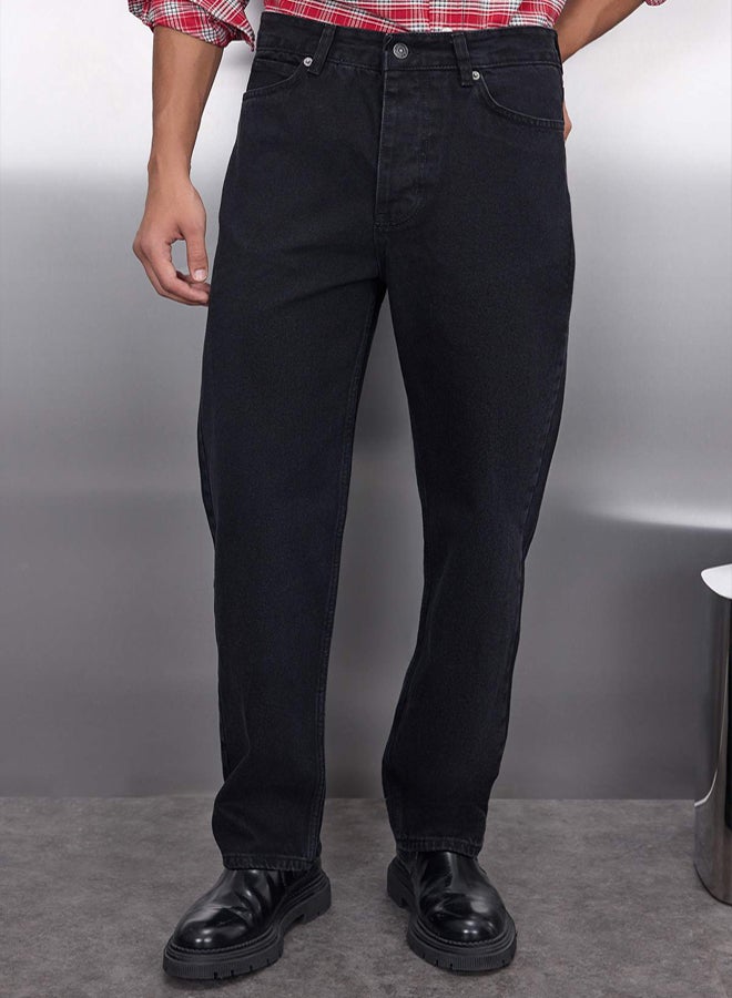 trendyol Black Baggy Fit Jeans Wide Denim Trousers TMNAW24JE00027 - Image 3