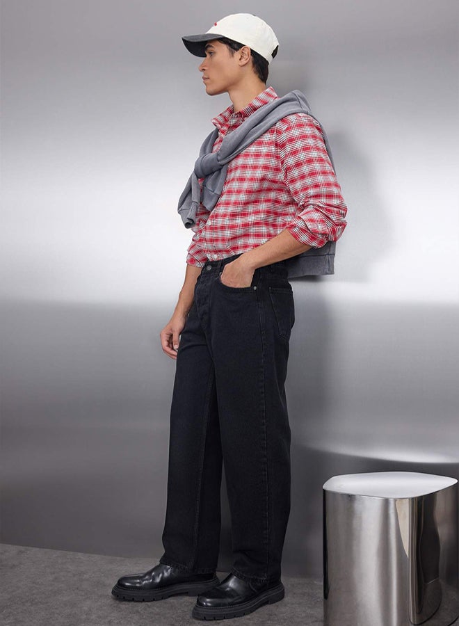 trendyol Black Baggy Fit Jeans Wide Denim Trousers TMNAW24JE00027 - Image 2