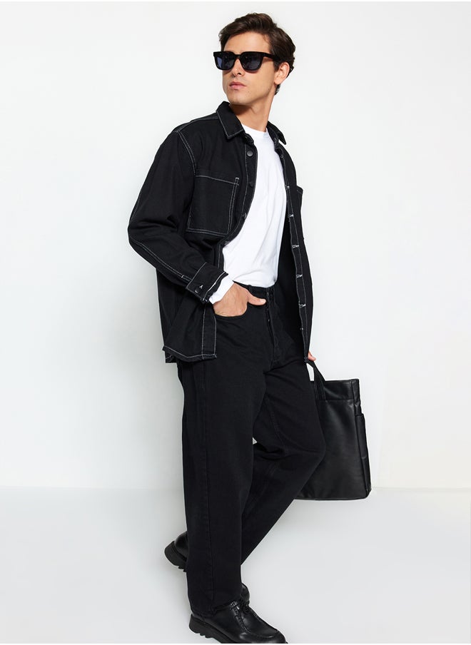 trendyol Black Baggy Fit Jeans Wide Denim Trousers TMNAW24JE00027  - Image 3