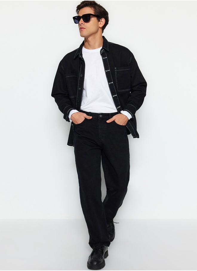 trendyol Black Baggy Fit Jeans Wide Denim Trousers TMNAW24JE00027  - Image 5