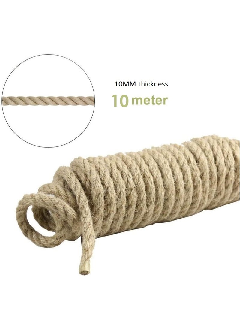 Generic - 10M Jute Rope 10mm Natural Jute Twine Rustic Cord String for DIY Box Packing Wedding Decoration Bundling Wrapping Floristry Arts Crafts - Image 1