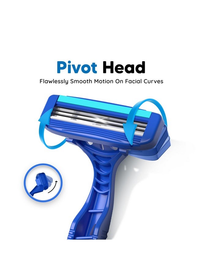 LetsShave Pro 3 Plus Disposable Shaving Razors For Men, Pack Of 1, Stainless Steel, Razor With Rubber Grip Handle & Safety Cap, Open Flow Hair Remover Made In South Korea, Razor For Men Face And Head  - Image 4