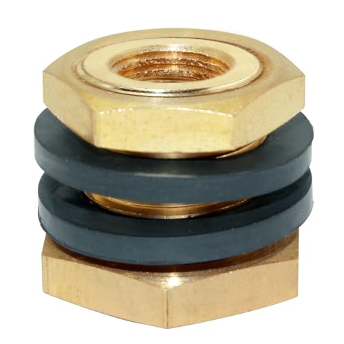 Joywayus 1/4" NPT Female 1/2" Male Brass Bulkhead Fitting Bulk Head Pipe Fitting Bulkhead Tank Fitting Coupler - Image 1