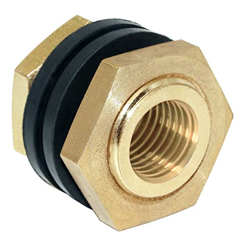 Joywayus 1/4" NPT Female 1/2" Male Brass Bulkhead Fitting Bulk Head Pipe Fitting Bulkhead Tank Fitting Coupler - Image 4