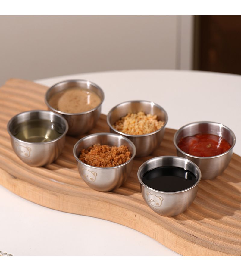 8 Piece Set Bear Shaped Stainless Steel Sauce Cups With Lids 1.5 Oz Leak Proof Dipping Bowls For Ketchup Soy Sauce Salad Dressing Portable Cutlery For Kitchens Restaurants And Picnics - Image 5