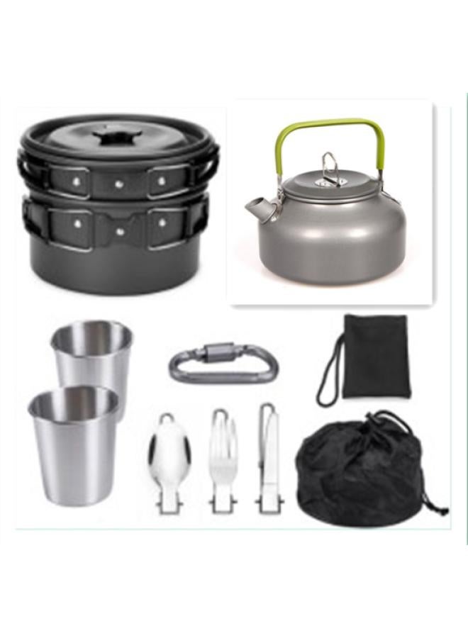 Small Teapot Combination Set Pot Camping Combination Set Pot Tableware Portable Outdoor Cookware Pot Hard Softened Aluminum