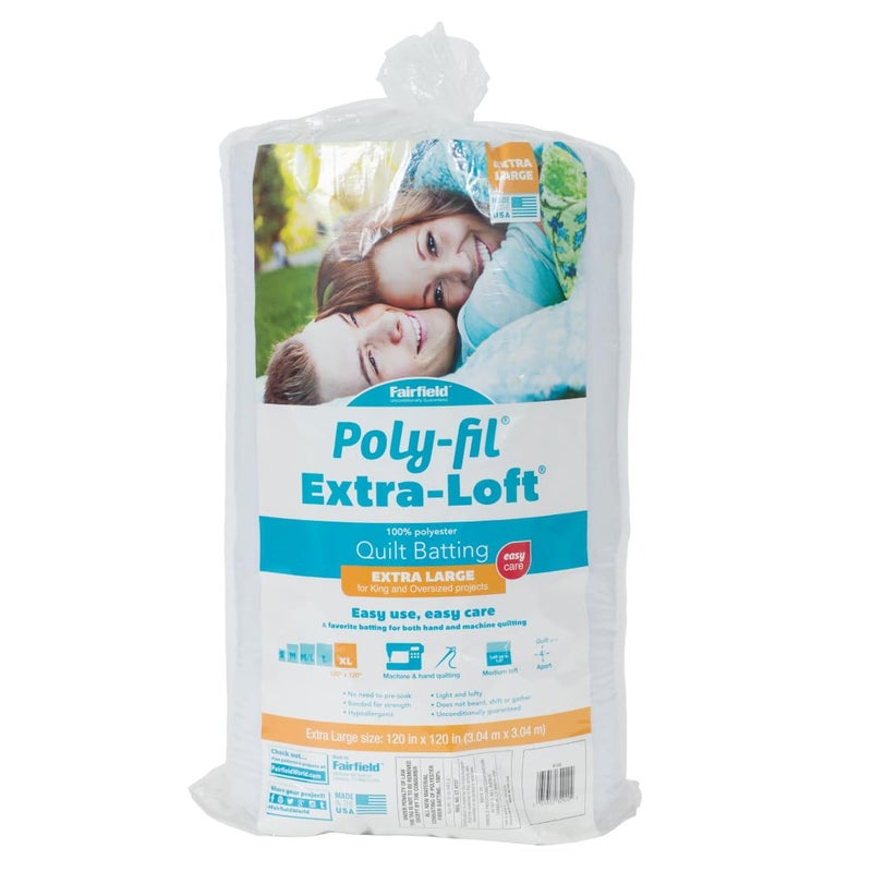 Fairfield Fairfield PolyFil ExtraLoft Quilt Batting Premium Polyester Batting for Quilting Ideal for Lap Blankets and KingSized Projects Quilting Supplies 120 X 120 