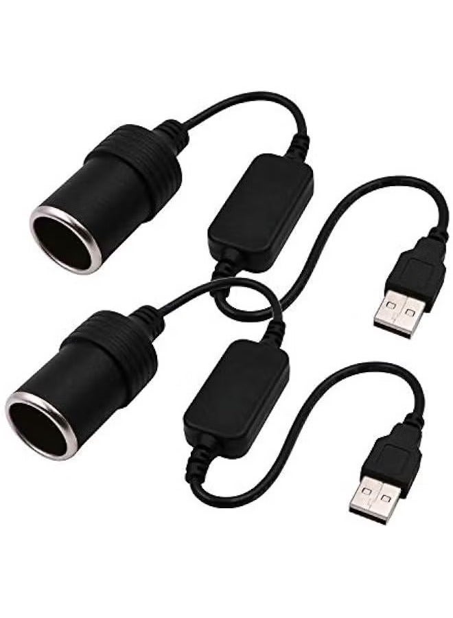 GMORO 2PCS USB A Male to 12V Car C*garette Lighter Socket Female Converter Cable Suitable for Converting Dash Cams Car Ambient Lights (Max 8W) - Image 1