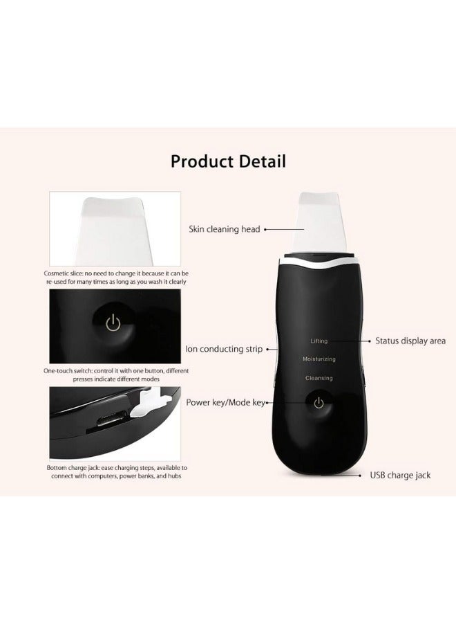 Portable Blackhead Removal Ultrasonic Facial Cleaner Rechargeable Face Skin Scrubber Cleaning Skin Peeling Extractor - White - Image 5