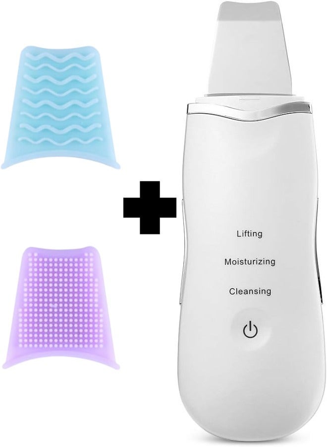 Portable Blackhead Removal Ultrasonic Facial Cleaner Rechargeable Face Skin Scrubber Cleaning Skin Peeling Extractor - White - Image 2