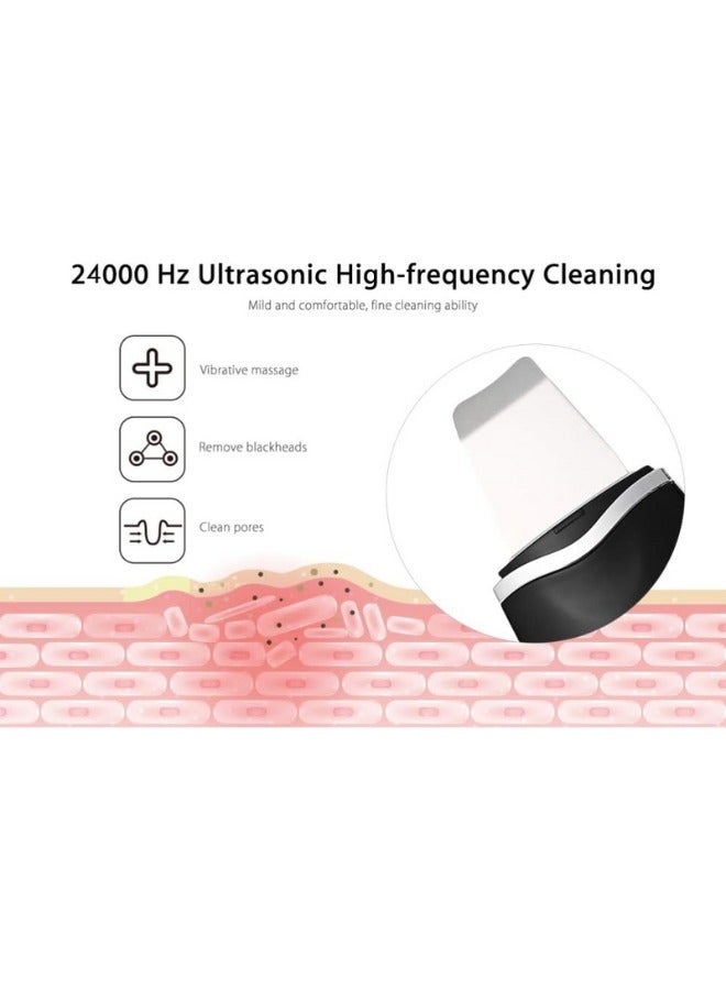 Portable Blackhead Removal Ultrasonic Facial Cleaner Rechargeable Face Skin Scrubber Cleaning Skin Peeling Extractor - White - Image 4