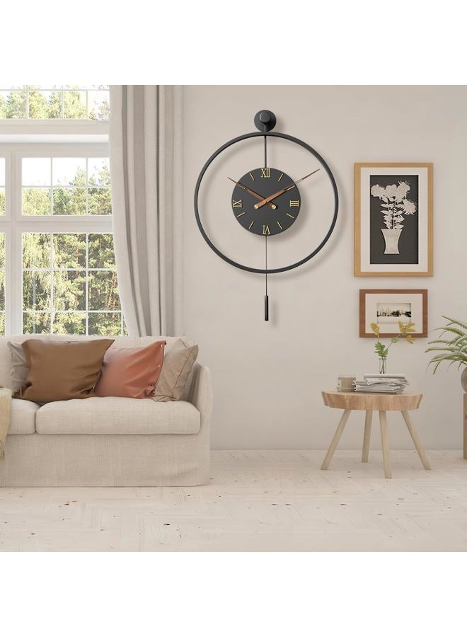 Pytha Sight 20 Inch Pendulum Wall Clock Large Metal Roman Wall Clocks for Living Room Decor - Image 5