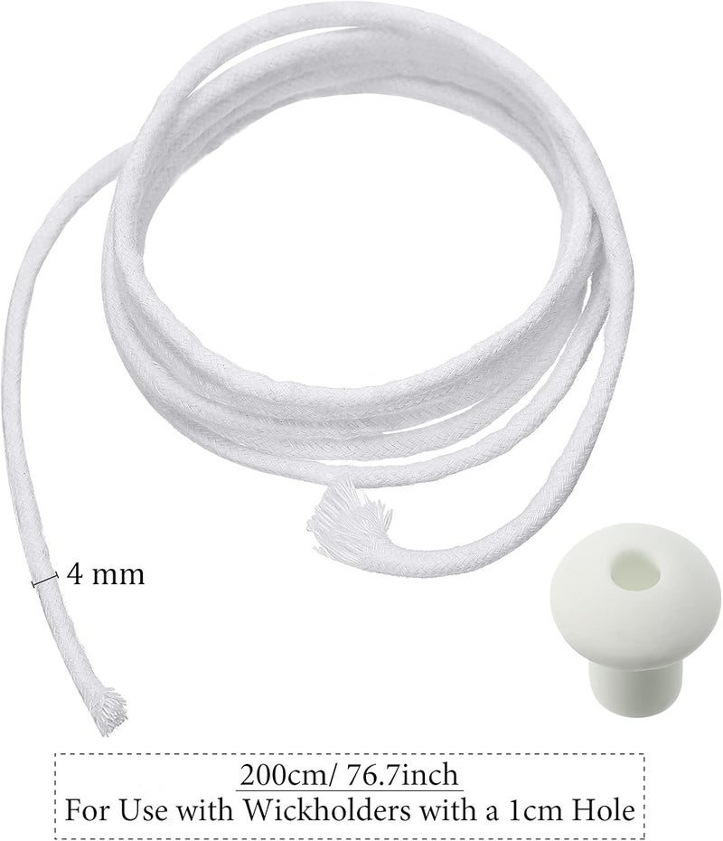 BBTO 6.56 Feet Cotton Replacement Wick Braided Cotton Wick Round Oil Lamp Wick Candle Wick for Oil Lamps and Candles, DIY Handmade Candle Making Supplies (4 mm/ 0.16 inch) - Image 2