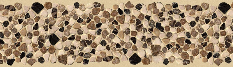 WallDesign Wallpaper Border - Tumbled Pebble Stone Pattern - Roll 3 Inch by 10 Ft - for Kitchen, Floor, Door, Bathroom Decoration - Glossy Laminated Waterproof Vinyl Sticker - Image 1