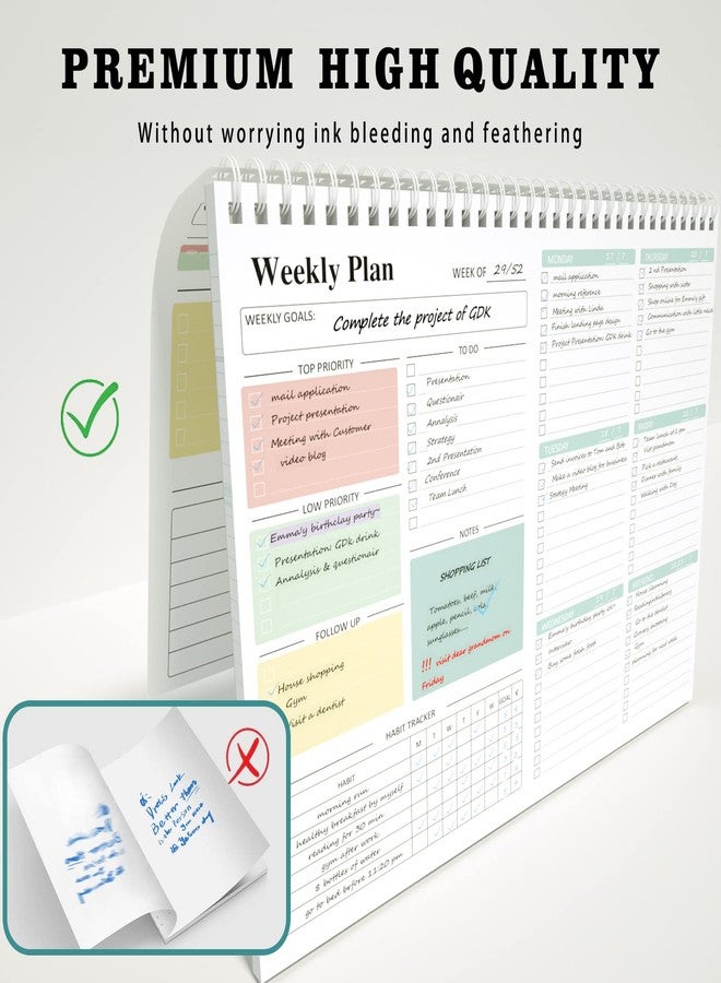 Ymumuda Weekly To Do List Notepad - Daily To Do List Undated 52 - Week Sheets, 8.5x11" Weekly Goal Notebook, Habit Tracker Journal, Excellent for Student School Work Personal Productivity Organizer - Image 3