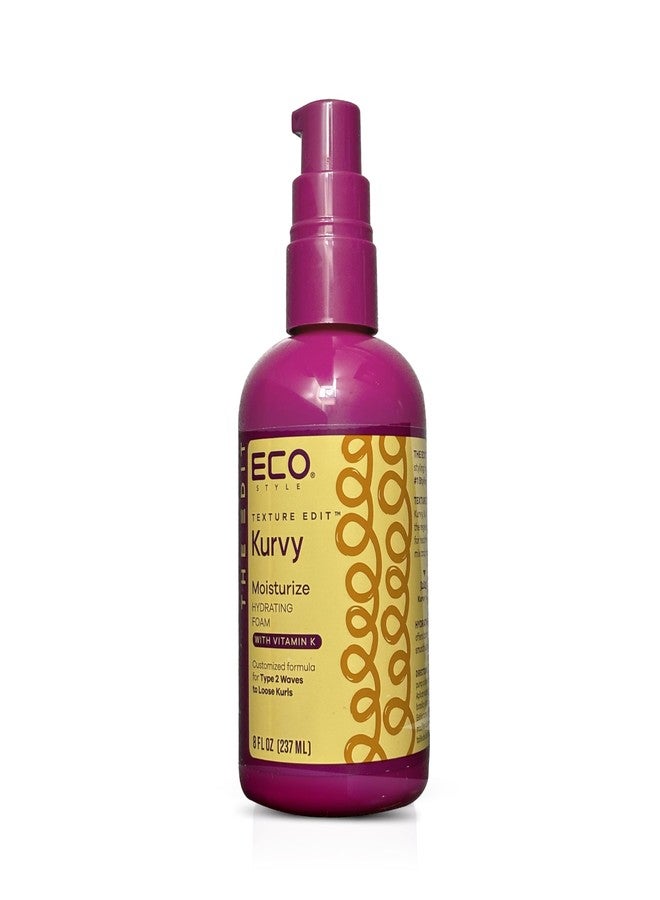 Eco Style, Texture Edit, Kurvy Moisturize Hydrating Foam for Type 2a to 2c wavy hair - Prep your hair for any style with lightweight leave in conditioner for curly hair 8oz - Image 1