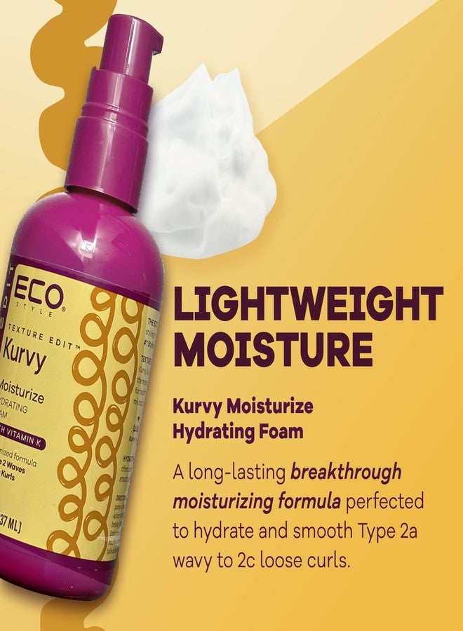 Eco Style, Texture Edit, Kurvy Moisturize Hydrating Foam for Type 2a to 2c wavy hair - Prep your hair for any style with lightweight leave in conditioner for curly hair 8oz - Image 4