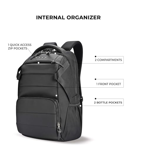 Gear Aspire 3 Faux Leather 17"/25L Medium Water Resistant laptop Backpack/Casual Backpack/Daypack/Travel Backpack/College Bag For Men/Women(Black-Black) - Image 2