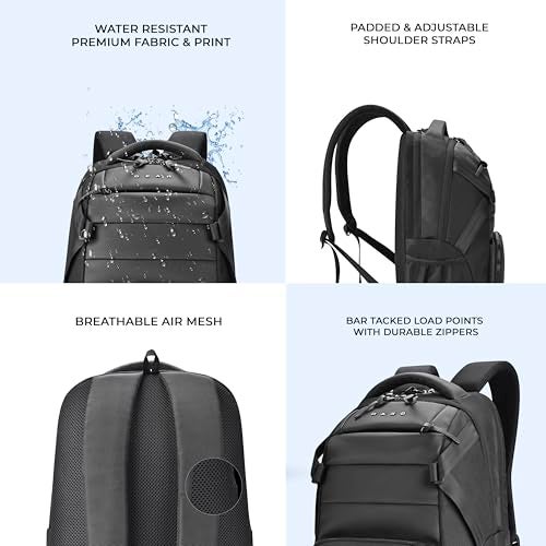 Gear Aspire 3 Faux Leather 17"/25L Medium Water Resistant laptop Backpack/Casual Backpack/Daypack/Travel Backpack/College Bag For Men/Women(Black-Black) - Image 4