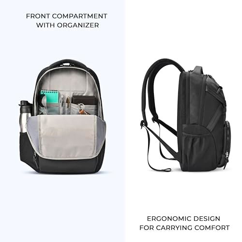 Gear Aspire 3 Faux Leather 17"/25L Medium Water Resistant laptop Backpack/Casual Backpack/Daypack/Travel Backpack/College Bag For Men/Women(Black-Black) - Image 3