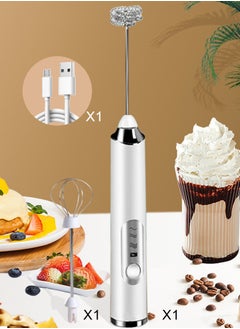 Haidue Milk Frother - Hand-Held Electric Whisk Portable Coffee frother USB Rechargeable 3-Speed Milk frother Beverage Mixer for Matcha Cappuccino with 2 Stainless Steel Whisk and A Charging Cable  - Image 1