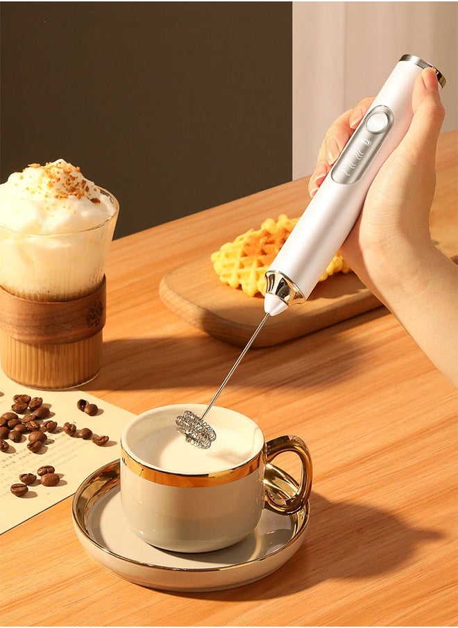 Haidue Milk Frother - Hand-Held Electric Whisk Portable Coffee frother USB Rechargeable 3-Speed Milk frother Beverage Mixer for Matcha Cappuccino with 2 Stainless Steel Whisk and A Charging Cable  - Image 2