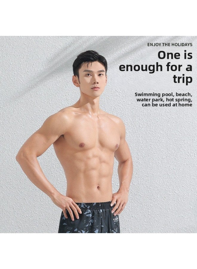 Men's Swimming Trunks Fake Two-piece Printed Fashionable Comfortable Breathable Plus Size Conservative Anti-embarrassment Swimming Pool Vacation Hot Spring Swimsuit-Color:Green Wild Jungle Suit- - Image 3