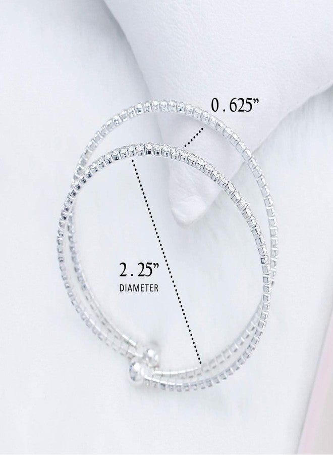 NTLX Crystal Bracelet for Women - Rhinestone Bangle Bracelet - Silver Plated - Flexible & Adjustable - Two Row - Bridal, Wedding, Prom, Party, Pageant, Evening, Casual, Bracelet - with Gift Box - Image 2