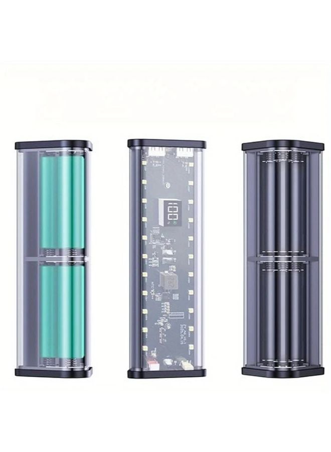 حافظة بطارية A6 شفافة أرجوانية قابلة للفصل بـ 6 أقسام مع مصباح تخييم 18650 - Image 3