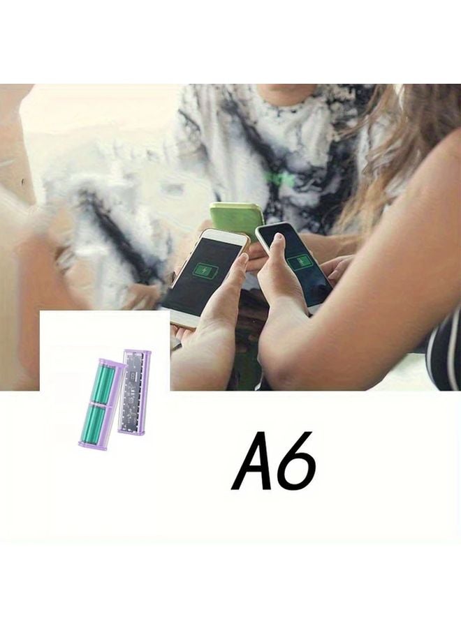 حافظة بطارية A6 شفافة أرجوانية قابلة للفصل بـ 6 أقسام مع مصباح تخييم 18650 - Image 1