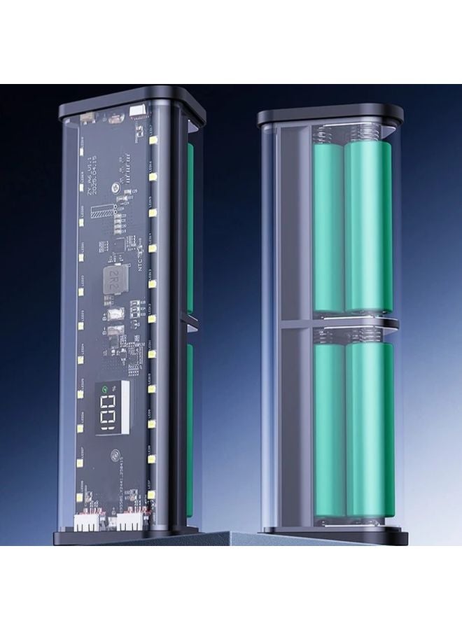 حافظة بطارية A6 شفافة أرجوانية قابلة للفصل بـ 6 أقسام مع مصباح تخييم 18650 - Image 2