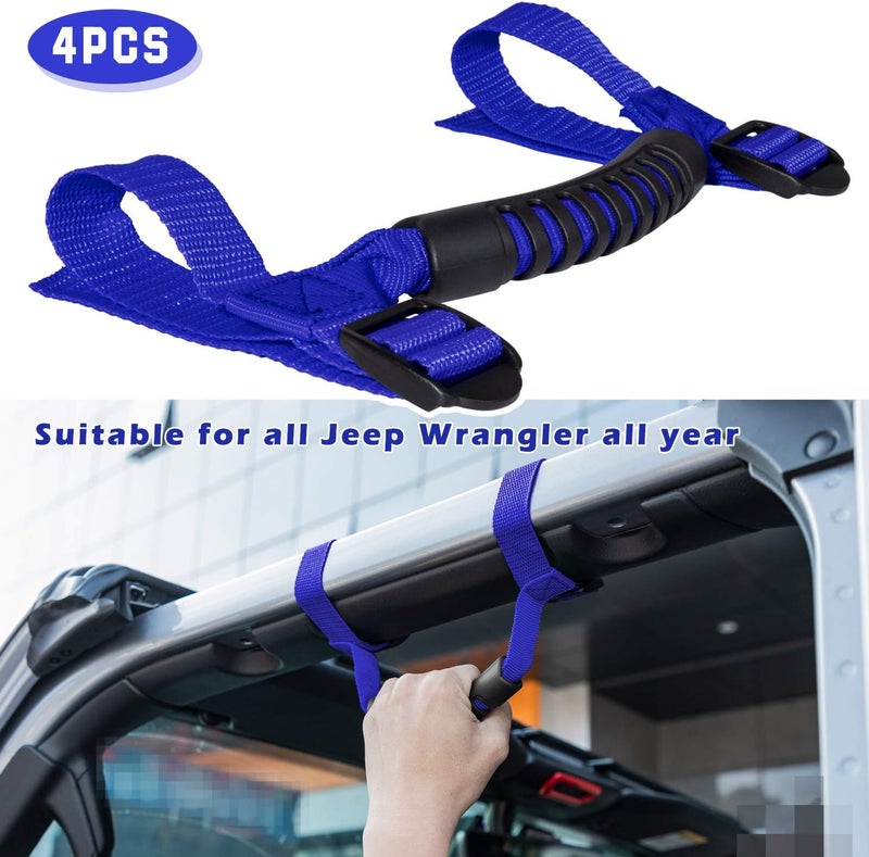 دانتي 4 × مقابض قضيب اللفة لجيب رانجلر YJ TJ JK JKU JL JLU سبورتس صحراء فريدوم روبيكون X وأونليميتد 1955-2024 2025 (أزرق) - Image 2