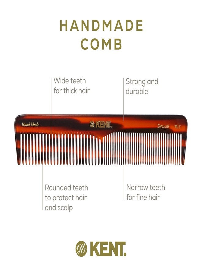 Kent 16T Tortoise Fine and Wide Tooth for Daily Grooming,Handmade Styling Comb for All Hair Types,Wet or Dry Hair Detangling Comb for Men and Women,Saw Cut Hand Polished,Made in England - Image 4