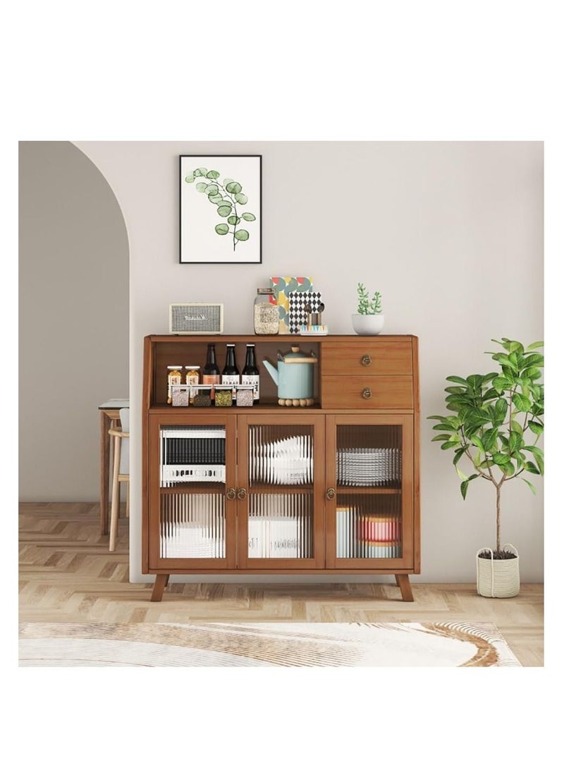 Generic - Kitchen Sideboard Buffet Cabinet Multifunction Storage Cabinet with Drawers and Clear Doors Suitable for Kitchen Dining Room Living Room Entryway Hallway Home Tea Cabinet - Image 1