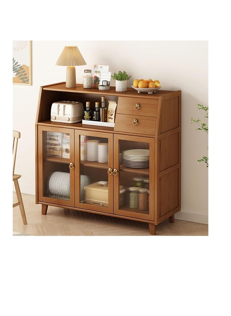 Generic - Kitchen Sideboard Buffet Cabinet Multifunction Storage Cabinet with Drawers and Clear Doors Suitable for Kitchen Dining Room Living Room Entryway Hallway Home Tea Cabinet - Image 1