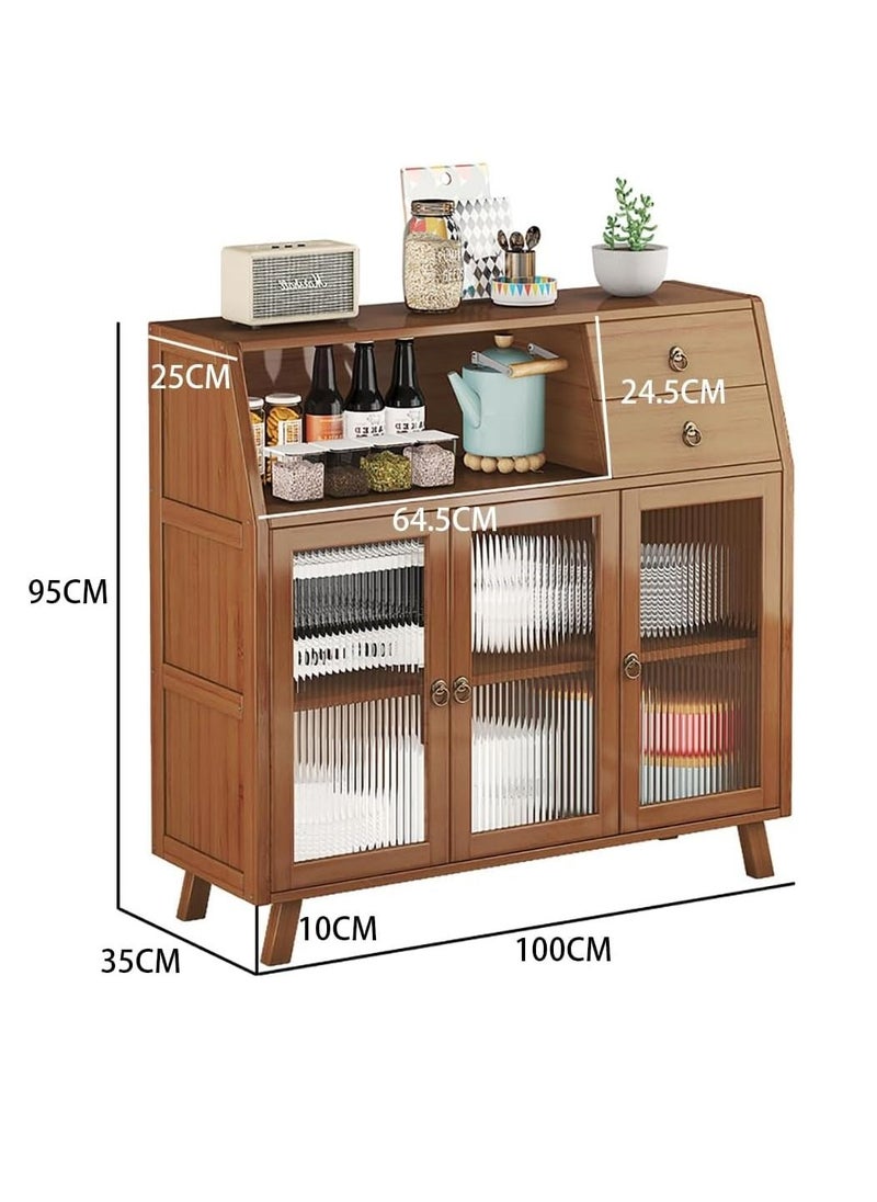 Generic - Kitchen Sideboard Buffet Cabinet Multifunction Storage Cabinet with Drawers and Clear Doors Suitable for Kitchen Dining Room Living Room Entryway Hallway Home Tea Cabinet - Image 1
