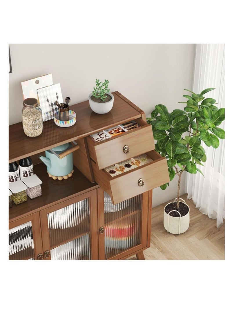 Generic - Kitchen Sideboard Buffet Cabinet Multifunction Storage Cabinet with Drawers and Clear Doors Suitable for Kitchen Dining Room Living Room Entryway Hallway Home Tea Cabinet - Image 1