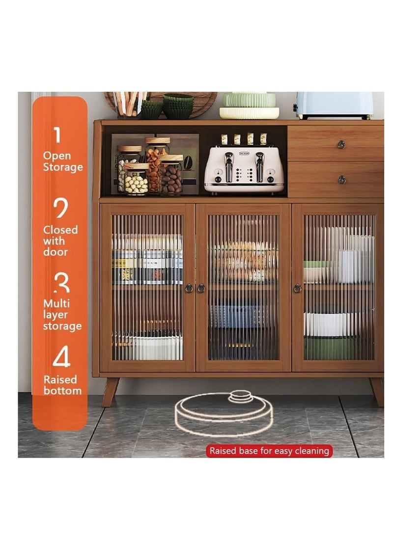 Generic - Kitchen Sideboard Buffet Cabinet Multifunction Storage Cabinet with Drawers and Clear Doors Suitable for Kitchen Dining Room Living Room Entryway Hallway Home Tea Cabinet - Image 1