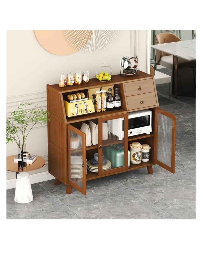 Generic - Kitchen Sideboard Buffet Cabinet Multifunction Storage Cabinet with Drawers and Clear Doors Suitable for Kitchen Dining Room Living Room Entryway Hallway Home Tea Cabinet - Image 1
