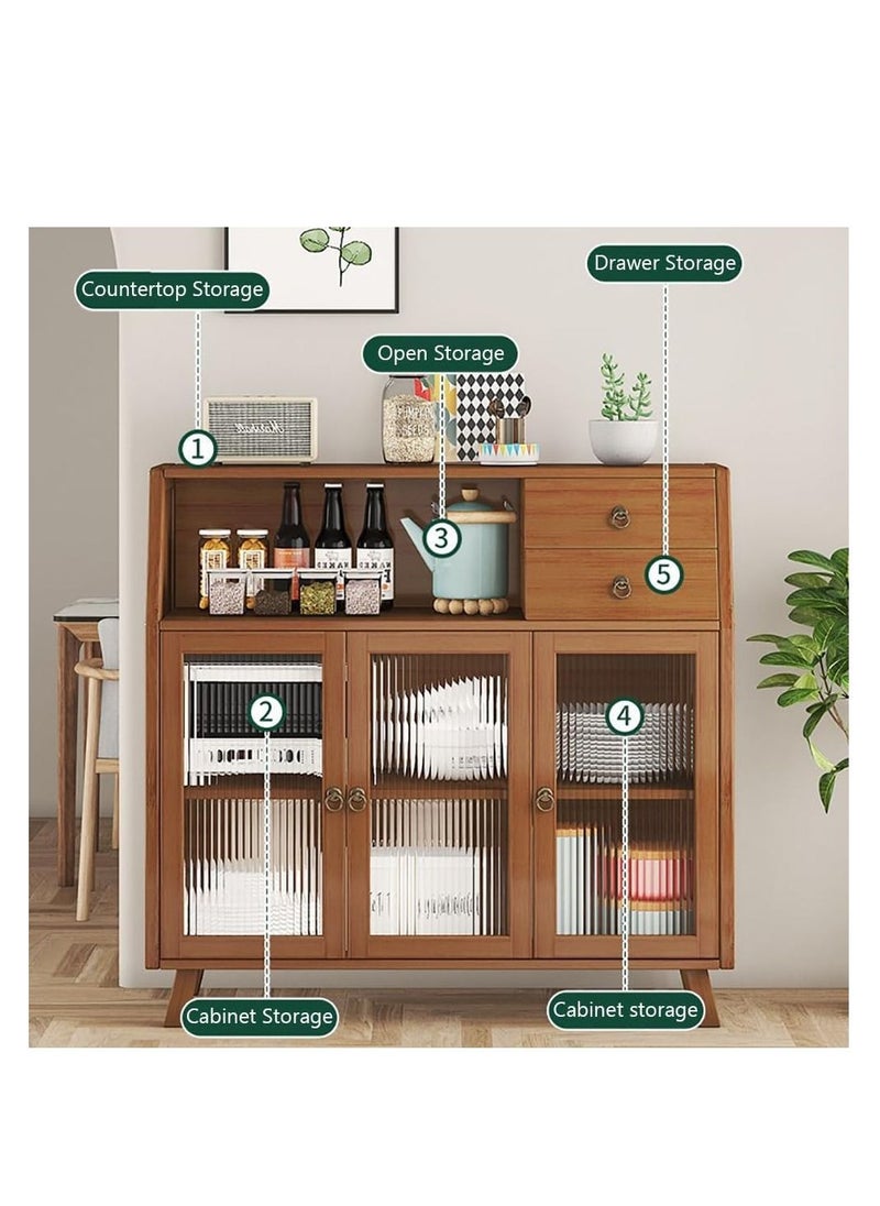 Generic - Kitchen Sideboard Buffet Cabinet Multifunction Storage Cabinet with Drawers and Clear Doors Suitable for Kitchen Dining Room Living Room Entryway Hallway Home Tea Cabinet - Image 1