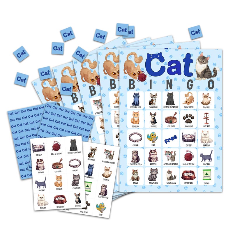 OZTEMETY Cat Bingo Game Kitten Bingo for 24 Players Pawty Party Decorations Cat Lovers Gift C08 - Image 3