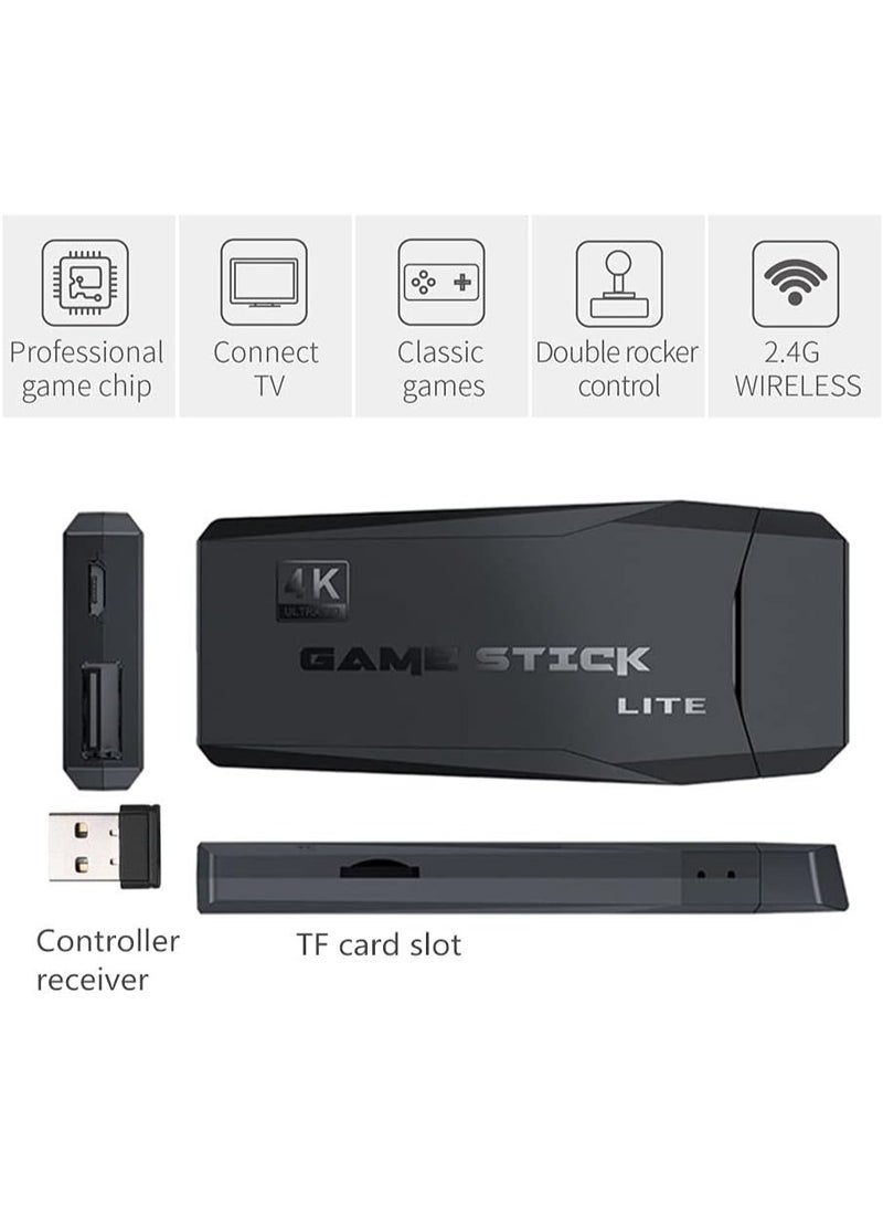 2.4G Wireless Mini Game Stick with Dual Gamepad Controllers – Plug & Play Retro Video Game Console Built-in 10,000+ Classic Games, HDMI Output TV Stick for Family/Party Gaming, Support 4K HD Display - Image 3