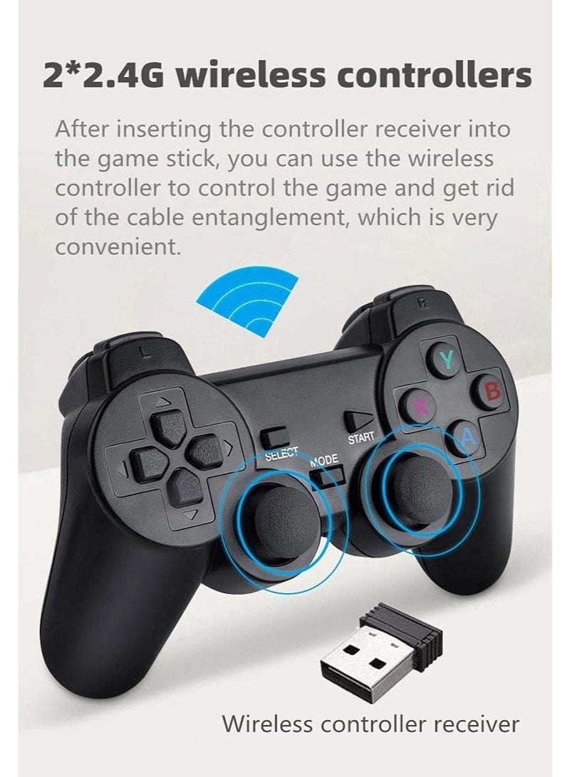 2.4G Wireless Mini Game Stick with Dual Gamepad Controllers – Plug & Play Retro Video Game Console Built-in 10,000+ Classic Games, HDMI Output TV Stick for Family/Party Gaming, Support 4K HD Display - Image 4