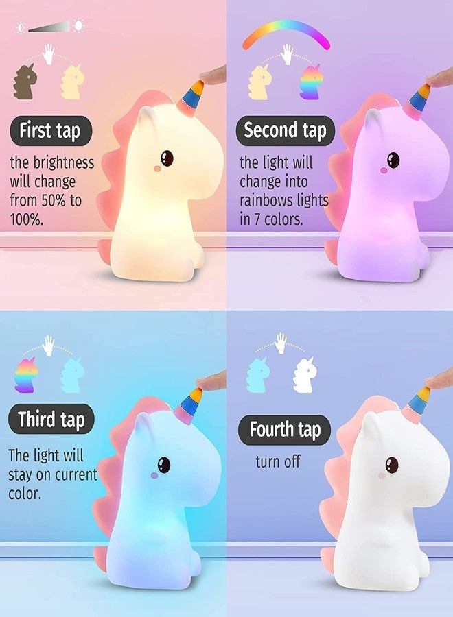 MCHERRY Unicorn Night Light for Girls Bedroom, Unicorns Gifts for Girls, Cute Night Lights for Kids Room, Squishy Silicone Nursery Lamp, LED Color Changing USB Rechargeable Baby Toddler Decor - Image 2