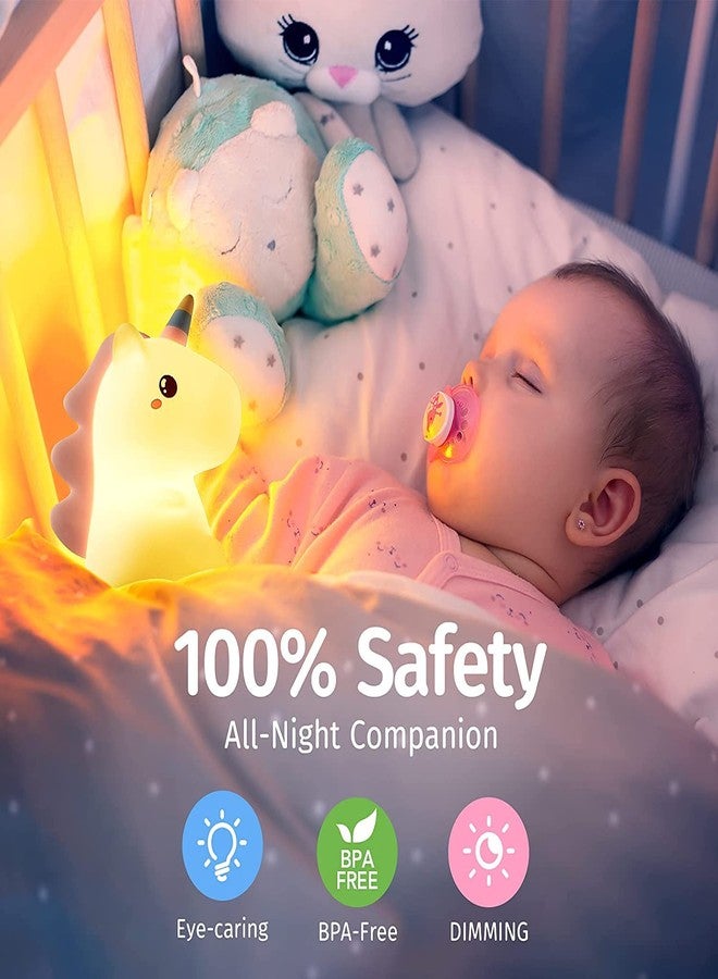 MCHERRY Unicorn Night Light for Girls Bedroom, Unicorns Gifts for Girls, Cute Night Lights for Kids Room, Squishy Silicone Nursery Lamp, LED Color Changing USB Rechargeable Baby Toddler Decor - Image 3
