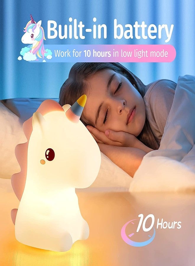 MCHERRY Unicorn Night Light for Girls Bedroom, Unicorns Gifts for Girls, Cute Night Lights for Kids Room, Squishy Silicone Nursery Lamp, LED Color Changing USB Rechargeable Baby Toddler Decor - Image 4