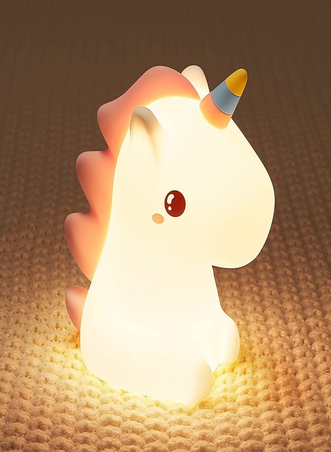 MCHERRY Unicorn Night Light for Girls Bedroom, Unicorns Gifts for Girls, Cute Night Lights for Kids Room, Squishy Silicone Nursery Lamp, LED Color Changing USB Rechargeable Baby Toddler Decor - Image 1