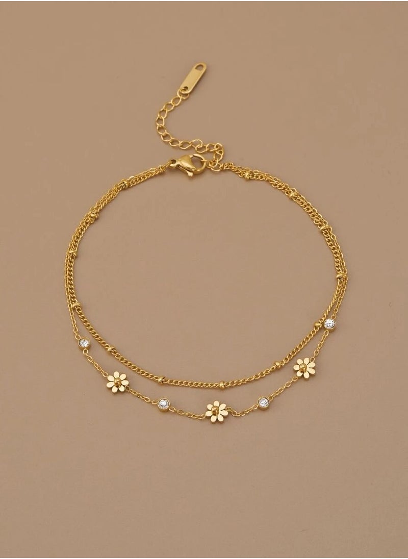 JewelryPalace Stainless Steel 18k Gold Plated Anklet  - Image 1